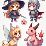 Kawaii & Chibi Style - Sticker Sheet v16